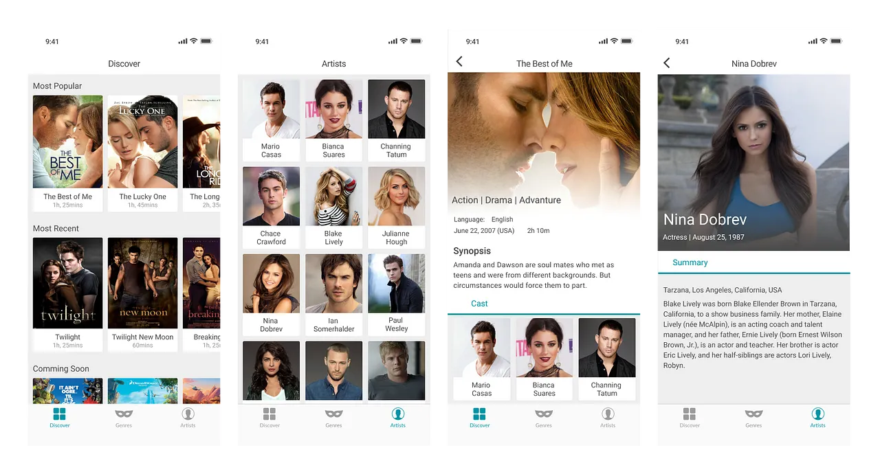Movies app mockup