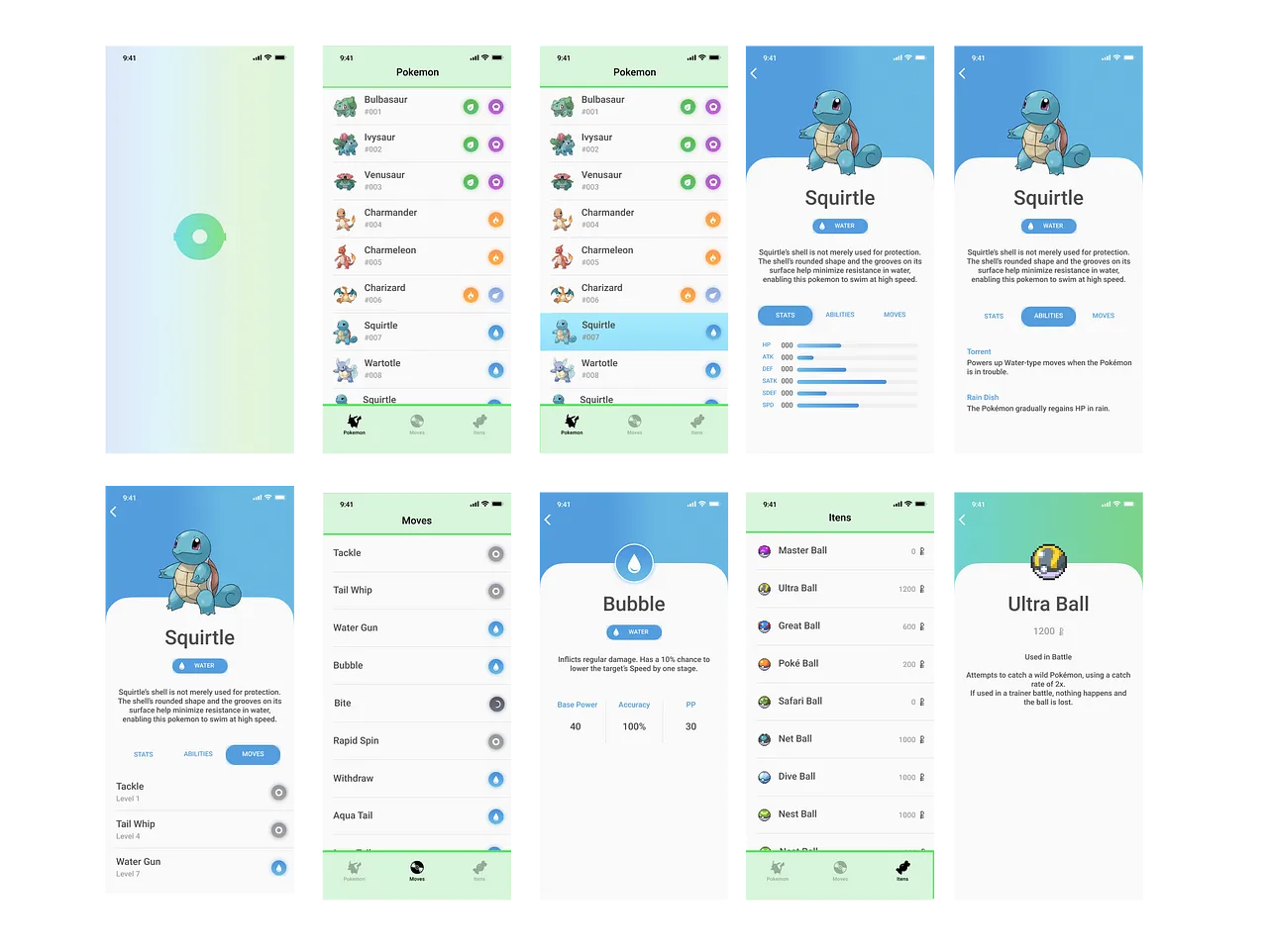 Pokédex app mockup