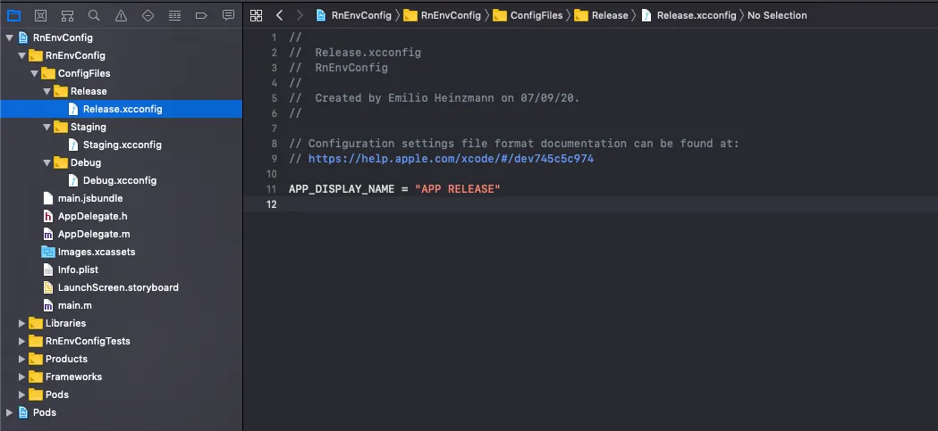 Example of ConfigFiles folder being created